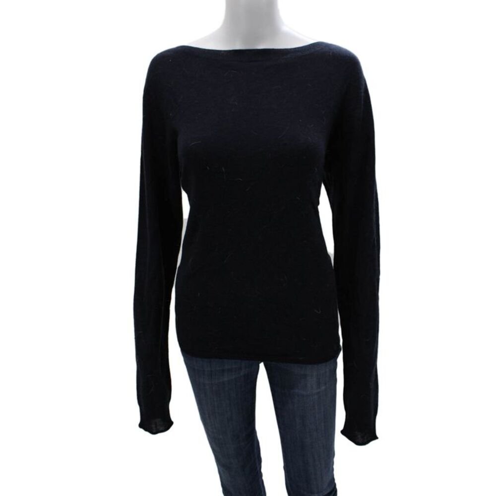 Toast Women Black Wool Boat Neck Pullover Long Sleeve Fall Size XL